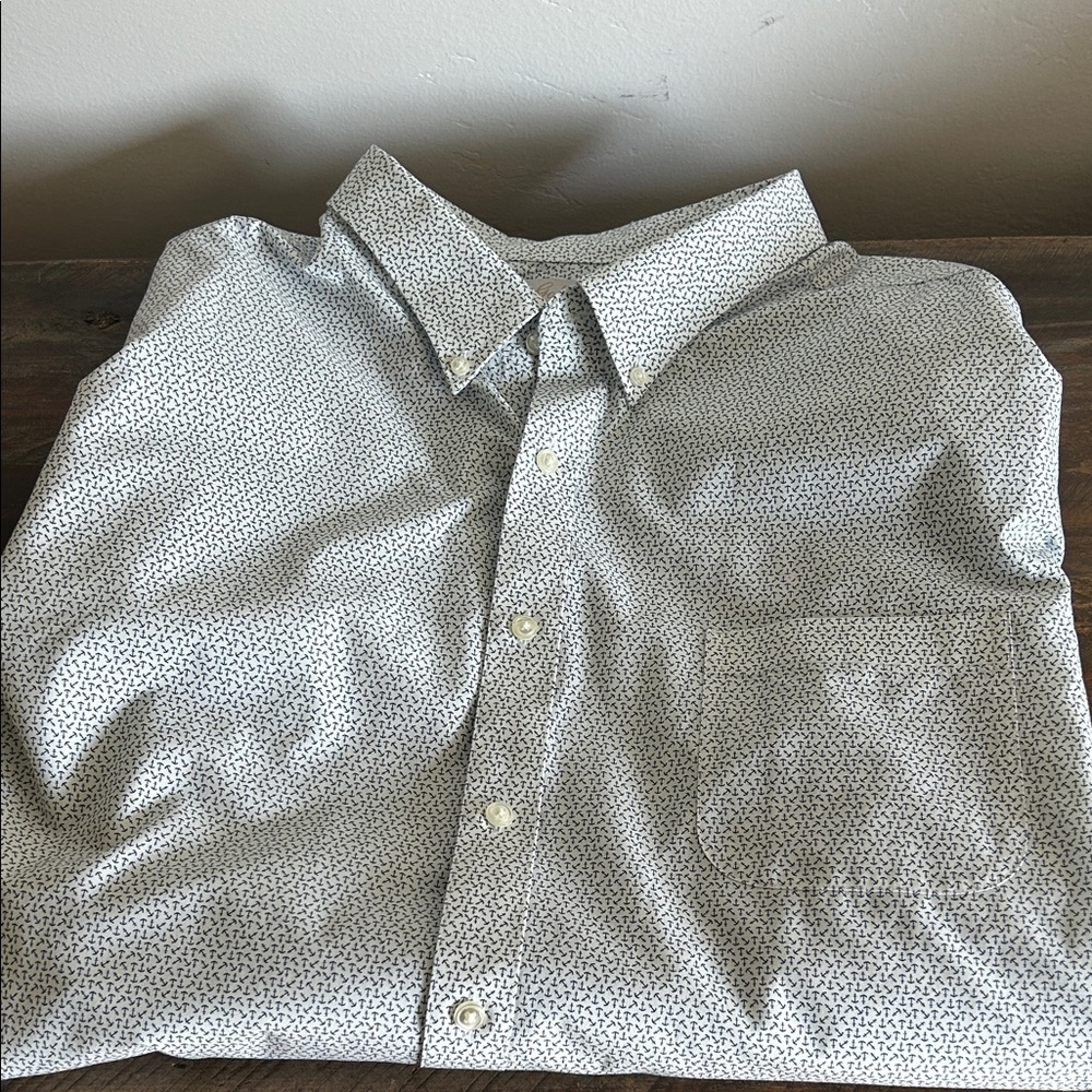 Roundtree & Yorke White/ Blue Button-Down Shirt